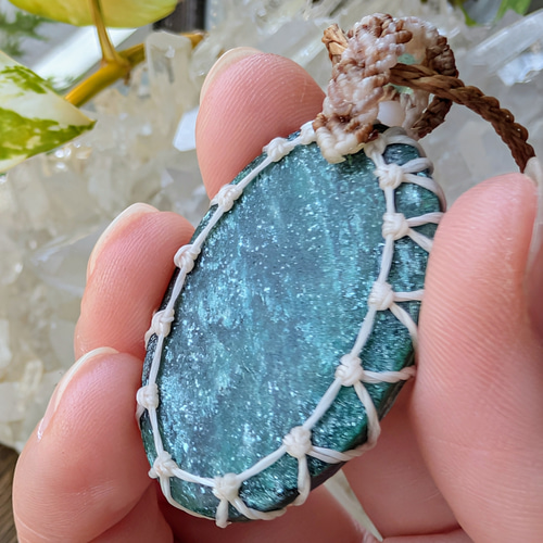 ☆グリーンアベンチュリンDruzy・アベンチュリン☆マクラメ編み