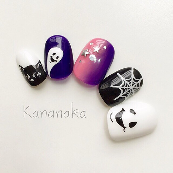 ハロウィンネイル おばけネイル 秋ネイル ネイルチップ ネイルチップ