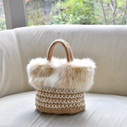 ファーバッグ・模様編み（内布付き・受注製作） かごバッグ amitiku