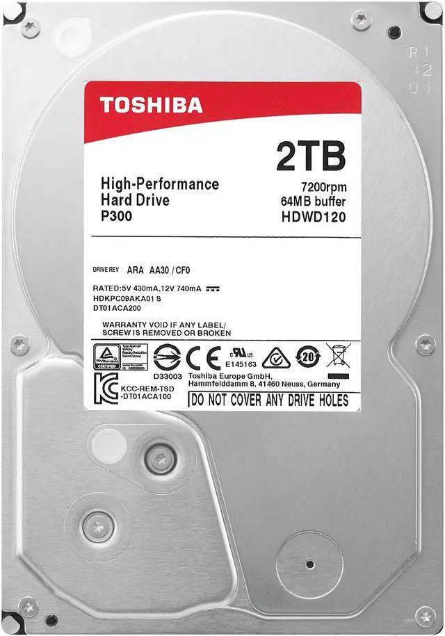 Toshiba P300 2TB Desktop PC Hard Drive 7200 RPM 3.5