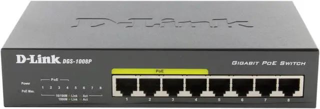 D-Link DGS-1008P 8-port Gigabit Ethernet POE Switch - Newegg.com