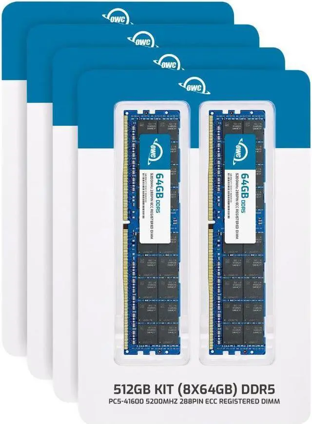 OWC 512GB (8x64GB) DDR5 5200 PC5-41600 CL42 2Rx4 288-pin 1.1V ECC