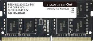 Team Elite 8GB 260-Pin DDR4 SO-DIMM DDR4 3200 (PC4 25600) Laptop
