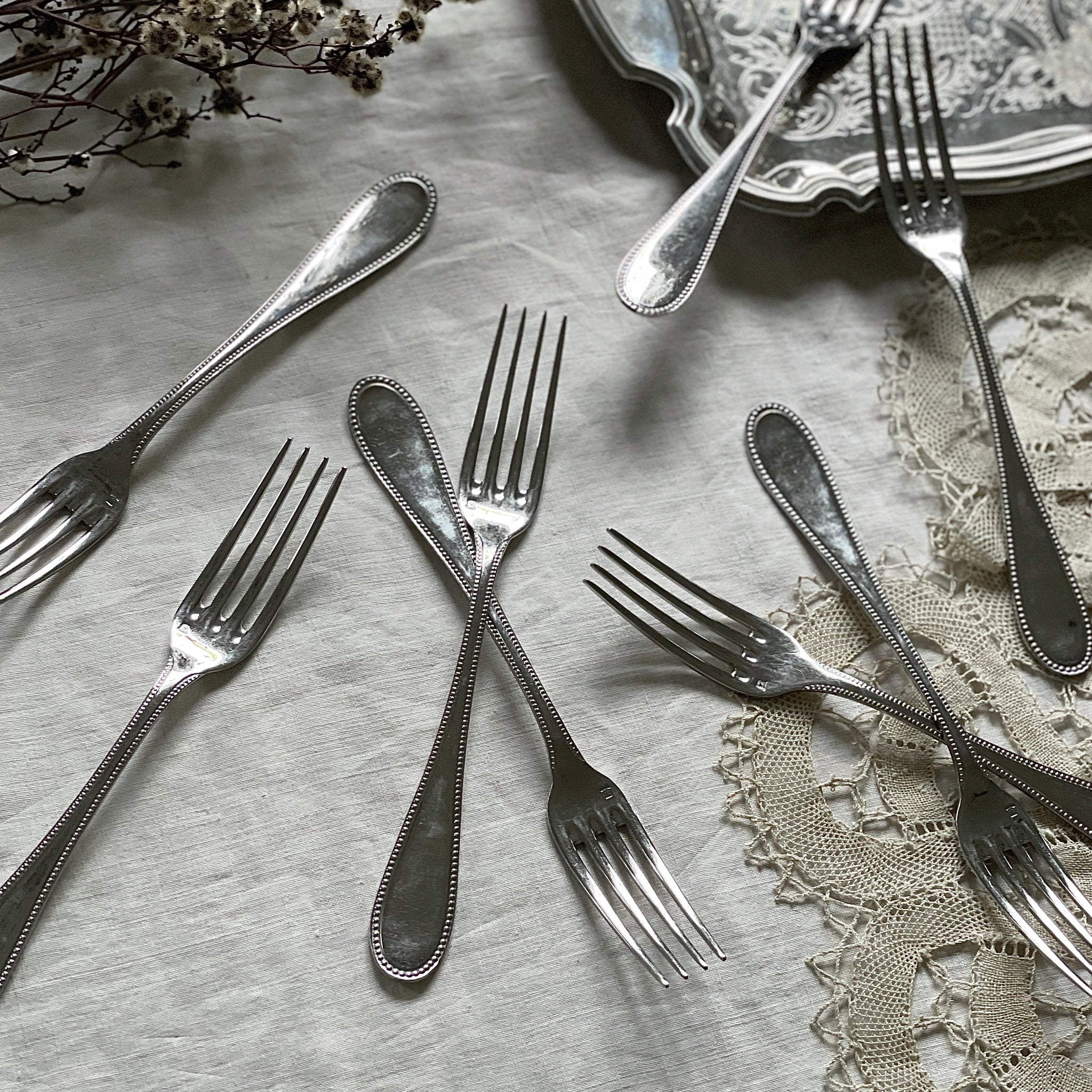 8本あり！クリストフル社ディナー用フォーク フランスアンティーク