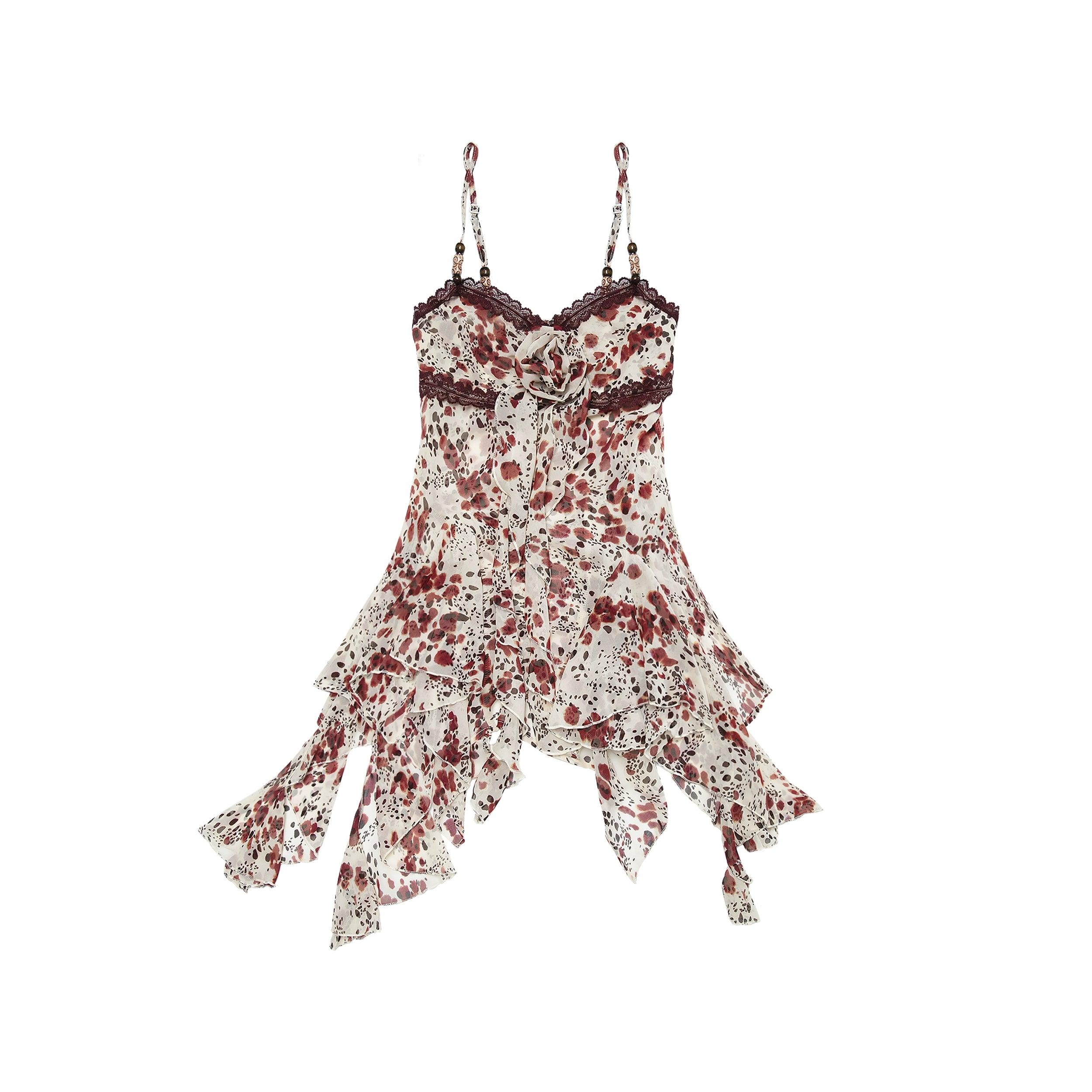 No Romance Floral Handkerchief Hem Camisole - Women's Lace Trim Asymm