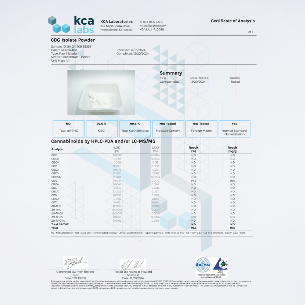 CHILLAXY CBD | 【新基準対応】原料 CBGアイソレート