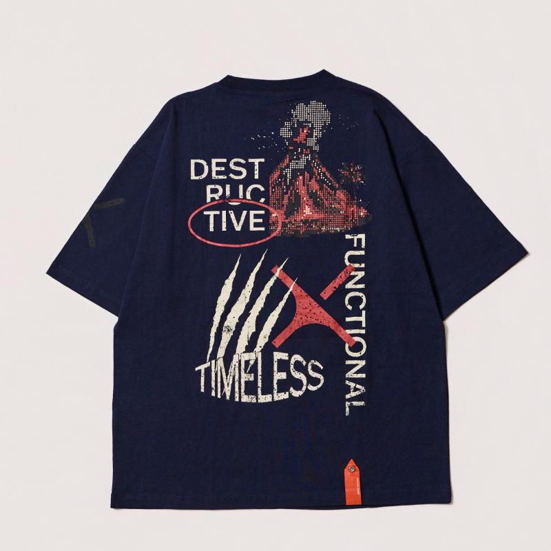 販売完了】【sXe x BAND SAURUS T-SHIRT】Volcanic Spirit：ネイビー