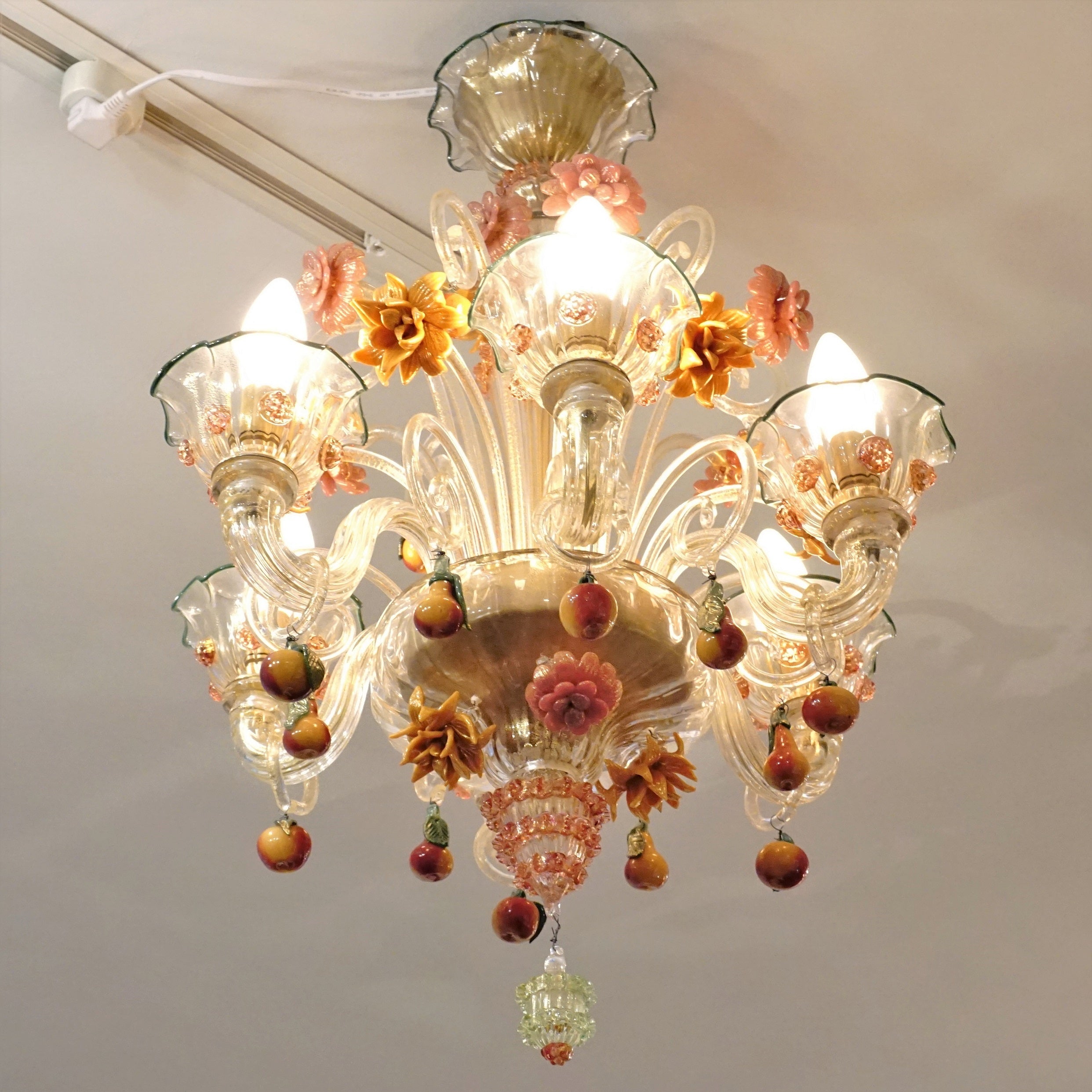 ムラーノガラス（ベネチアングラス）シャンデリア／照明（6灯）fruits