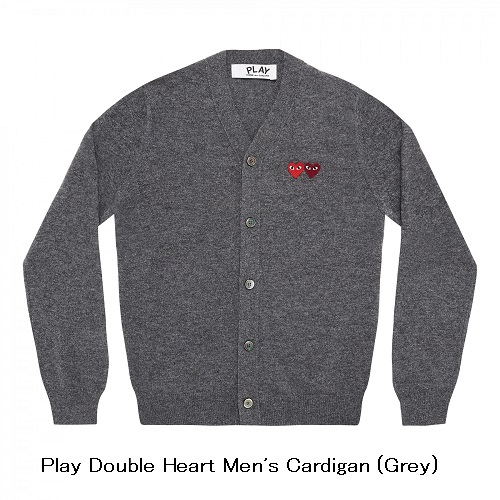 コムデギャルソン プレイ(Play) ダブルハート カーディガン グレー