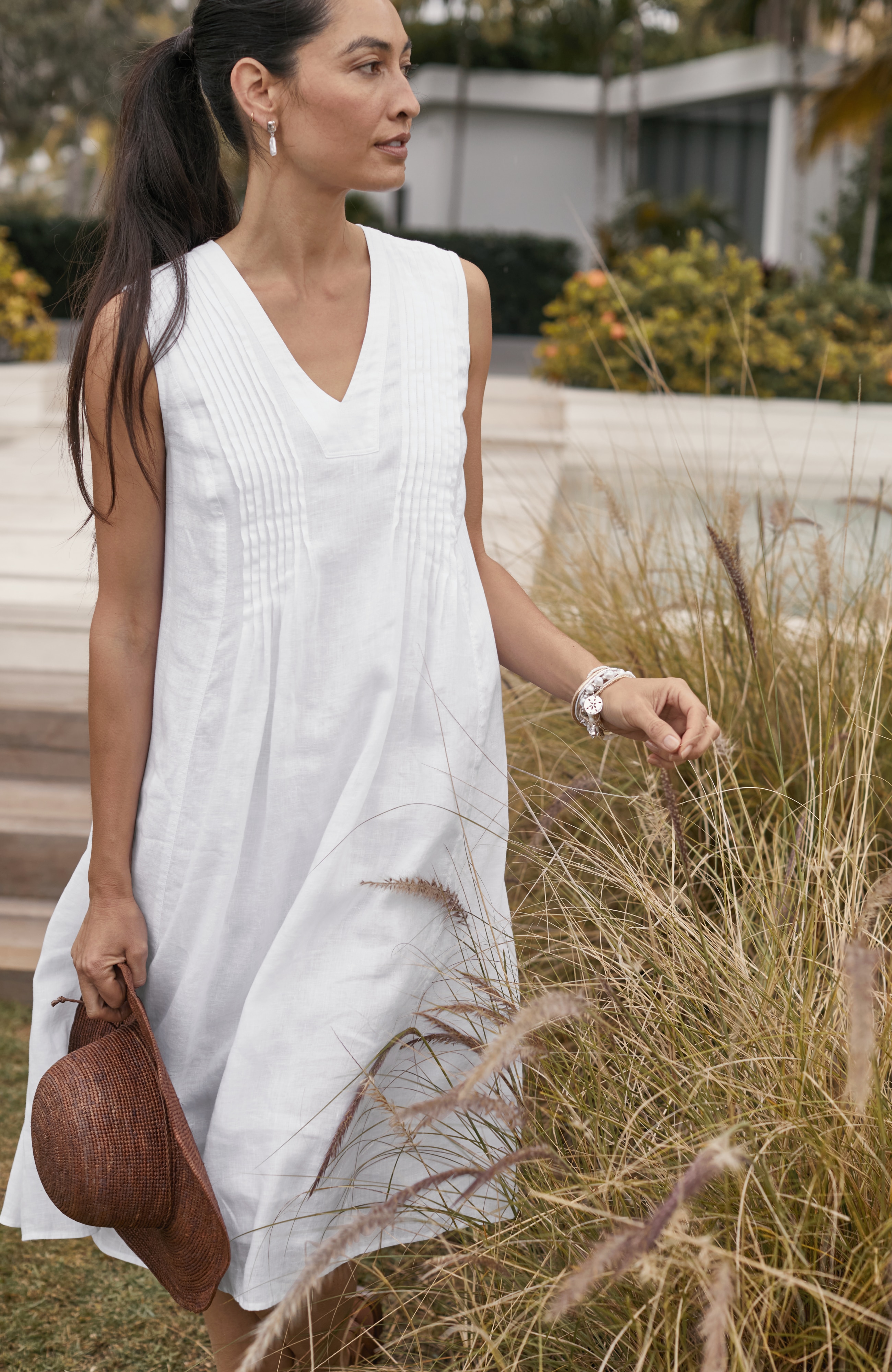 PURE JILL LINEN PINTUCKED DRESS | JJill
