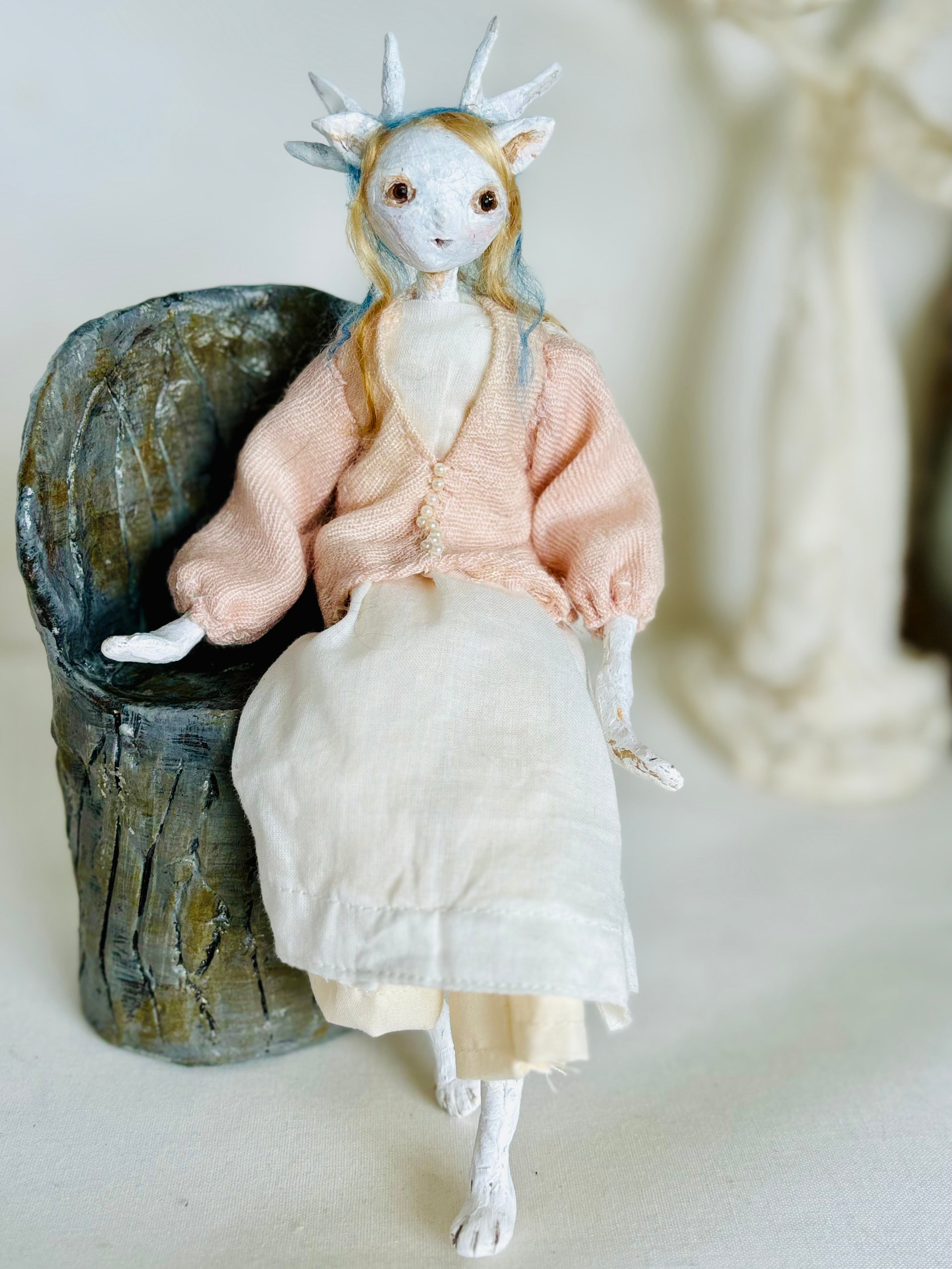 Art doll, anthropomorphic creature, woodland, deer girl – Conchy