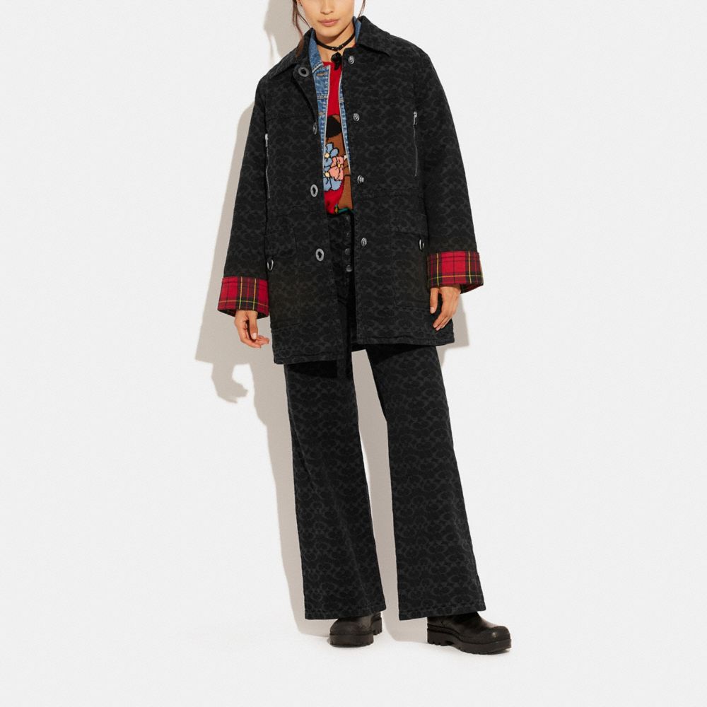 公式】COACH – コーチ | シグネチャー ジャカード デニム ボニー コート