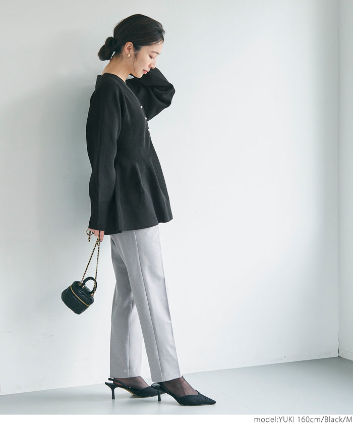 スポンディッシュニットペプラムカーディガン レディース メール便不可