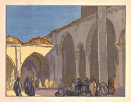 木版画十選』：モスクの中庭|漆原木虫フランク・ブラングィン |所蔵