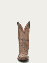 A3532 - MEN'S BARBED WIRE BROWN SQUARE TOE COWBOY BOOT – Corral