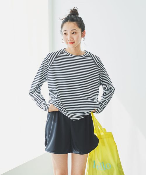 WEB限定】クリアポーチ付きボーダースイムウエア4点セット