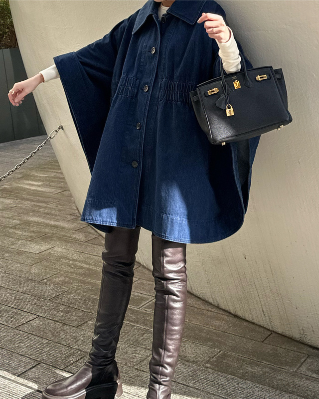 発売中の”DENIM CAPE COAT”を松本恵奈着用でご紹介。｜CLANE WEB