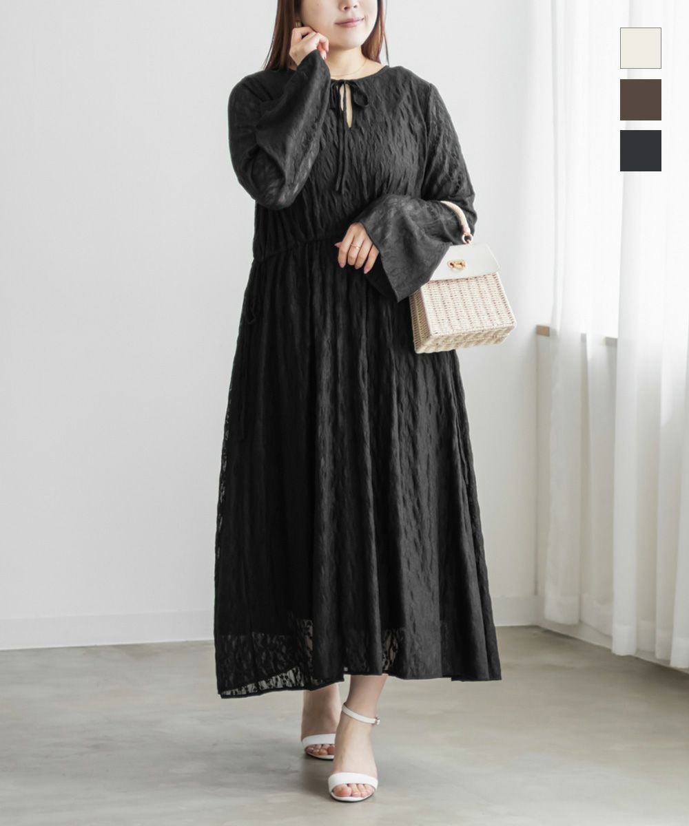 CLETTEオリジナル☆ロング丈シアーレースワンピース | 大きいサイズ