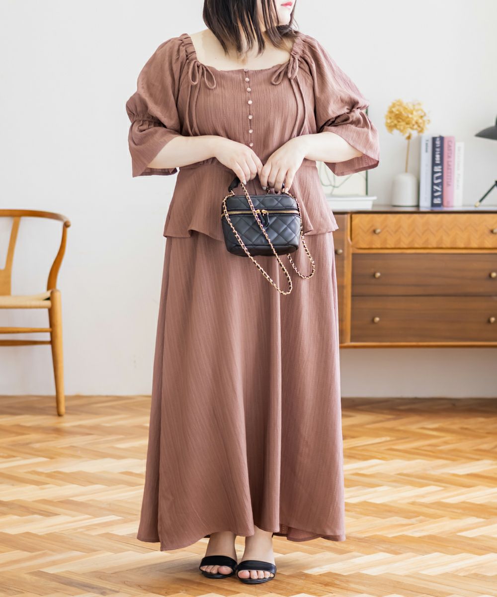 CLETTEオリジナル☆リボンブラウス＆スカートセットアップ | 大きい