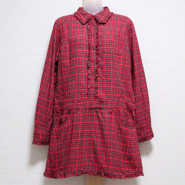 赤チェックフリルブラウスチュニック【L】 - ピンクハウス通販
