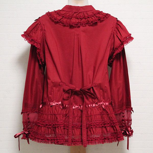 赤レース&サテンリボンローンオーバーブラウス - ピンクハウス通販