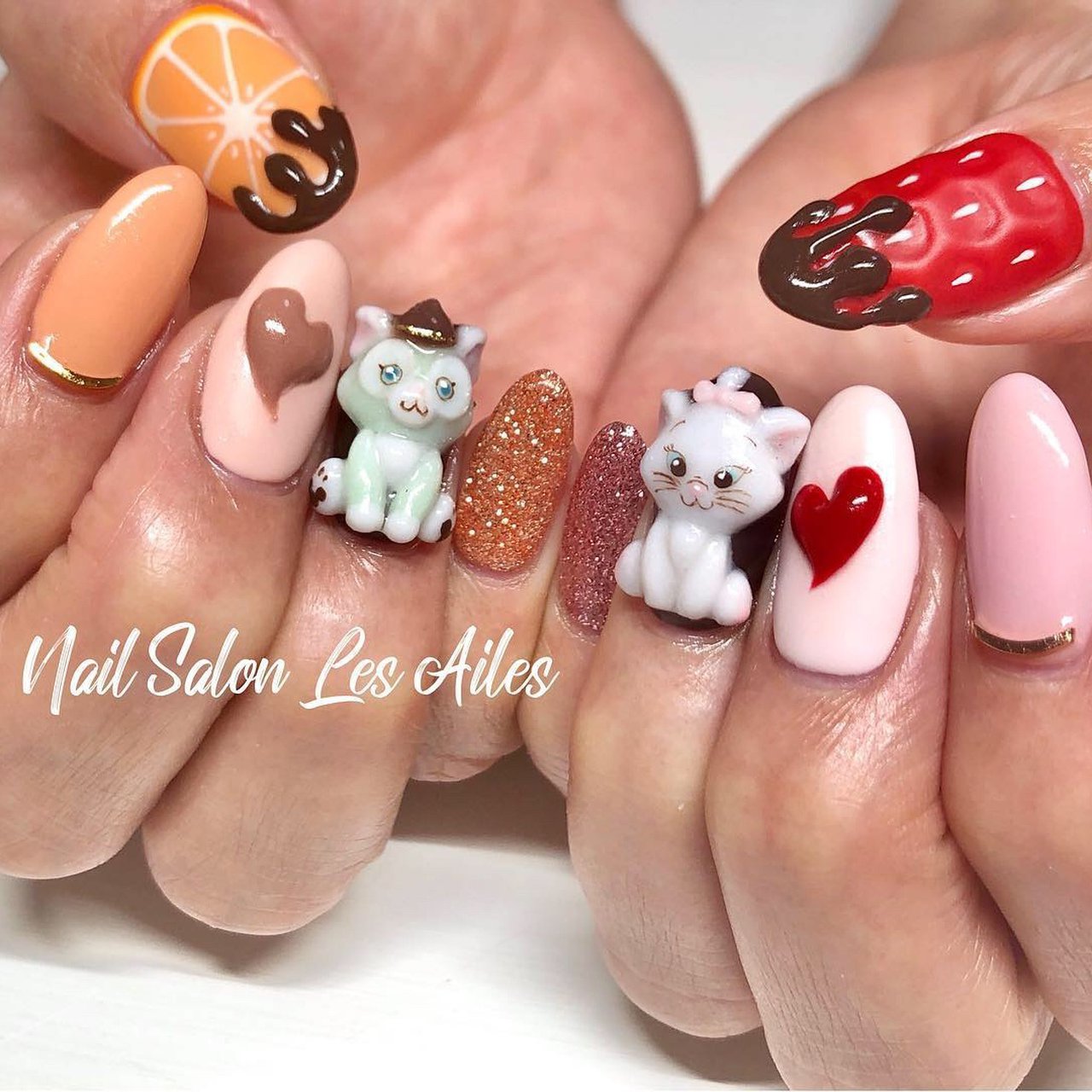 3dネイル ネイル ジェルネイル デコパーツ 星 月 ねこ ハチワレ ちい