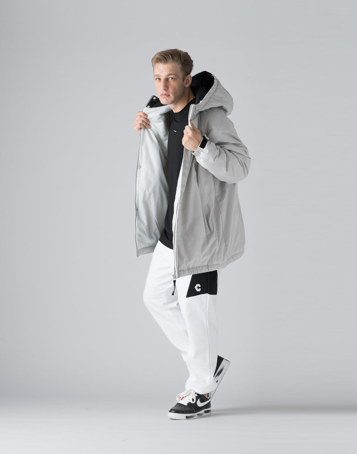 CRONOS Padded hooded jacket【ICE GRAY】