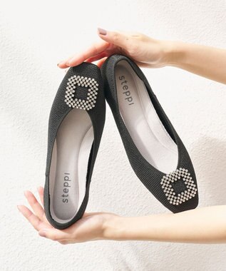 洗える/撥水】ビジュー付 スクエア パンプス / steppi | ファッション