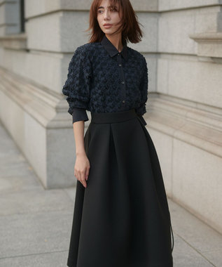 シアージオメトリックジャカードクロップド丈 ブラウス / 自由区