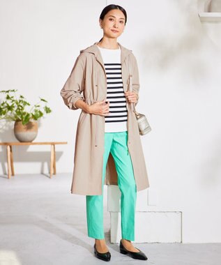 撥水加工・UVケア・洗える】ライトグログランフーデッド コート / 自由