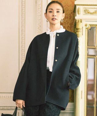 SHIHOさん着用】ウールリバーノーカラー コート / 自由区