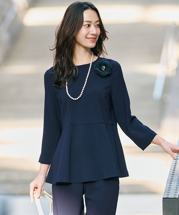 洗える】トリアセダブルジョーゼット ペプラム ブラウス / 23区 S