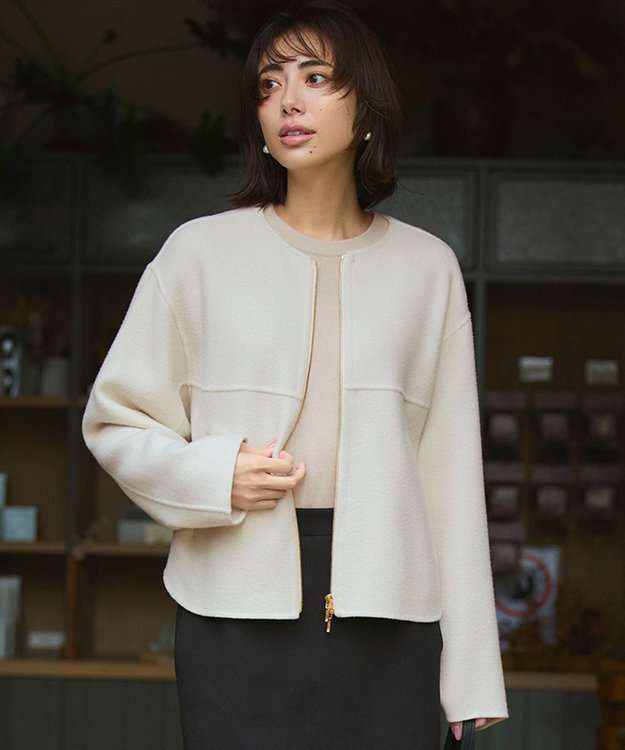 ウールライトリバー ノーカラー ショートコート / 23区 | ファッション