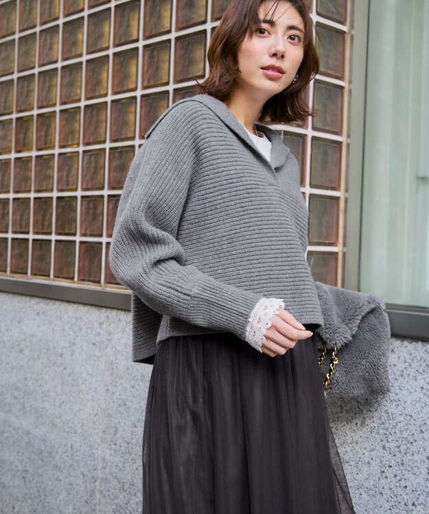 ナチュラルコットンベア レースレイヤード カットソー / 23区