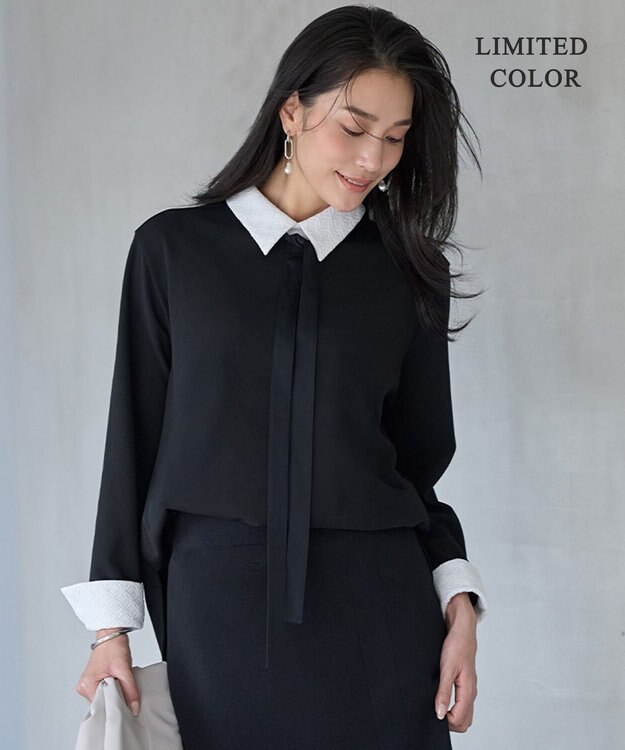 WEB限定カラーあり】マラボーテWジョーゼット ボウタイ付きシャツ