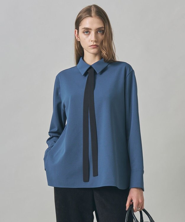 WEB限定カラーあり】マラボーテWジョーゼット ボウタイ付きシャツ