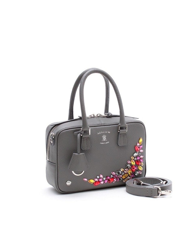 牛革/スワロフスキー®・クリスタルボストン23cm｜セレモニー