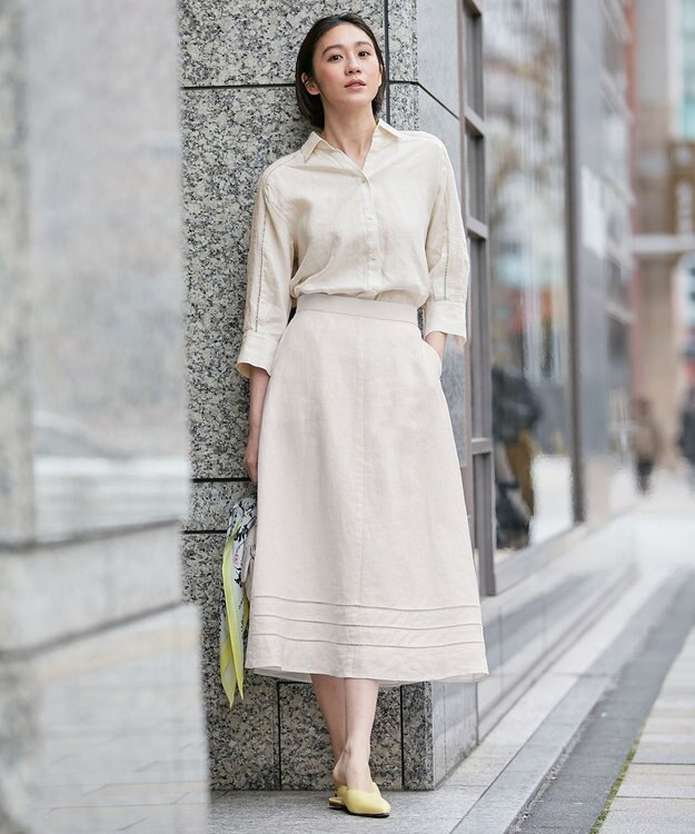 洗える/セット可】エンブロイダリーリネン前開き シャツブラウス