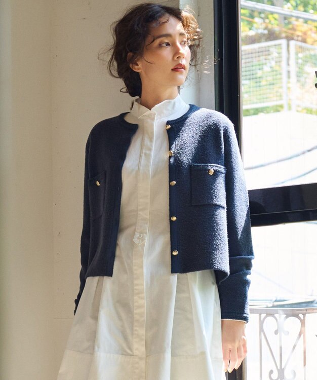 洗える】ミニブークレニット カーディガン / 23区 L | ファッション