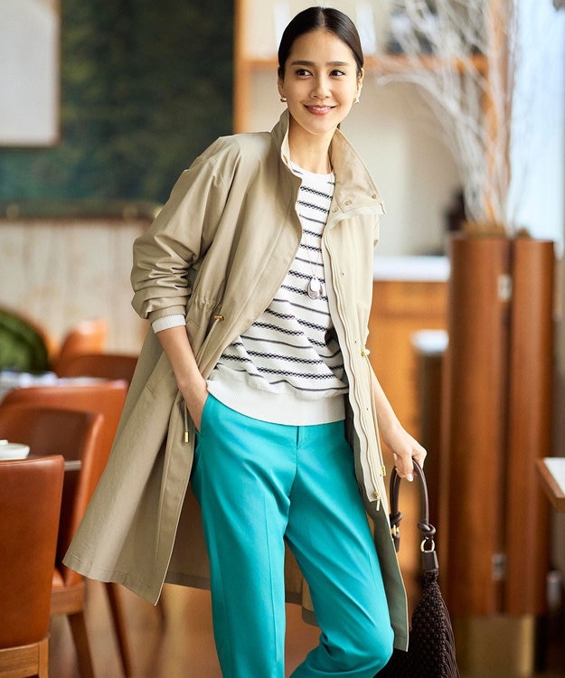 コットンナイロンタッサースタンドカラー コート / 自由区