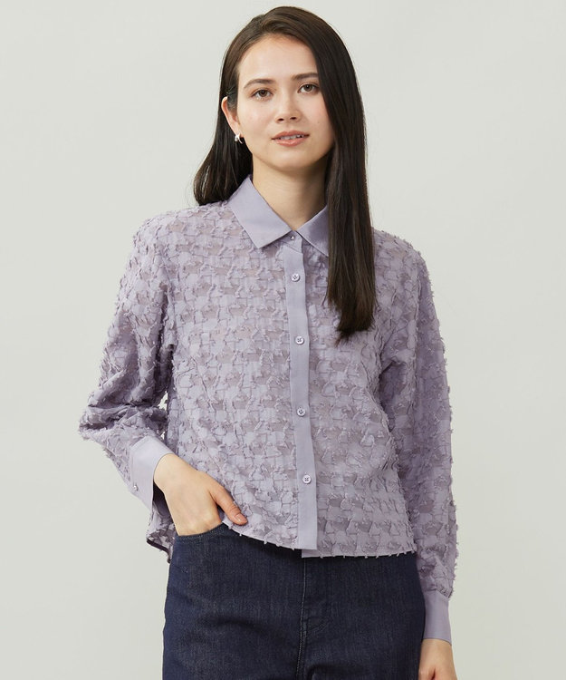 シアージオメトリックジャカードクロップド丈 ブラウス / 自由区