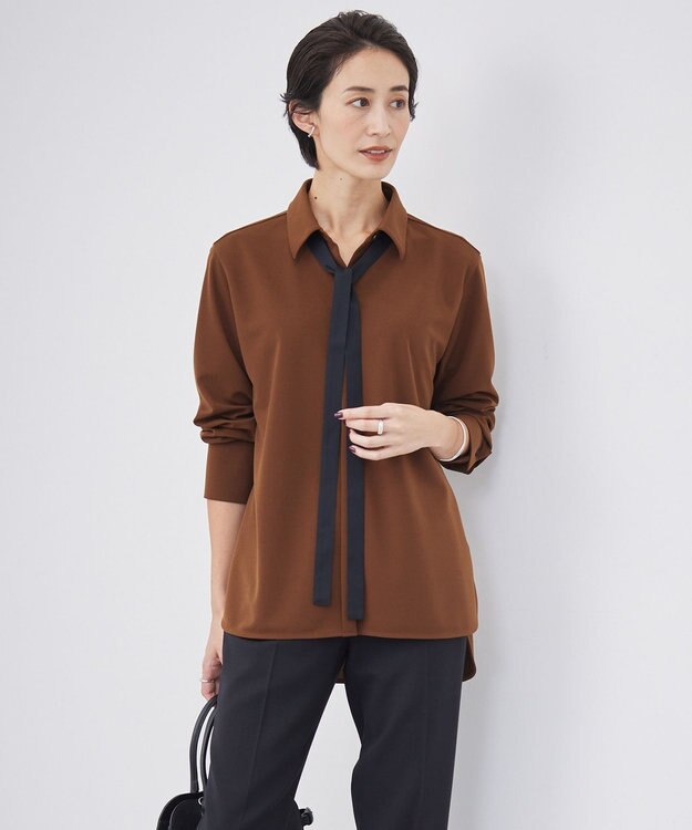 洗える】マラボーテジョーゼット ボウタイデザインカットソー / ICB