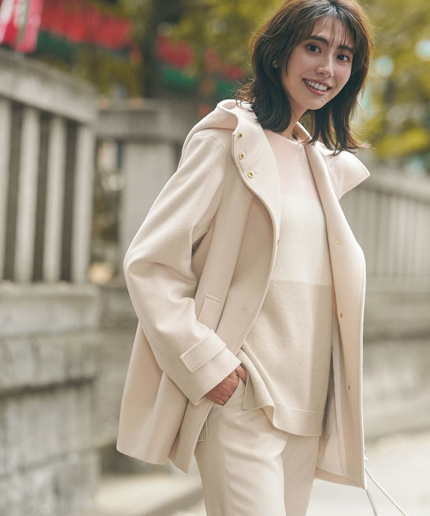 ウールカシミヤビーバー フード付き ショートコート / 23区