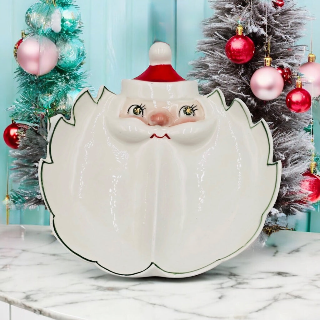 Vintage 1958 Holt Howard Starry Eyed Santa Divided Candy Dish Nut