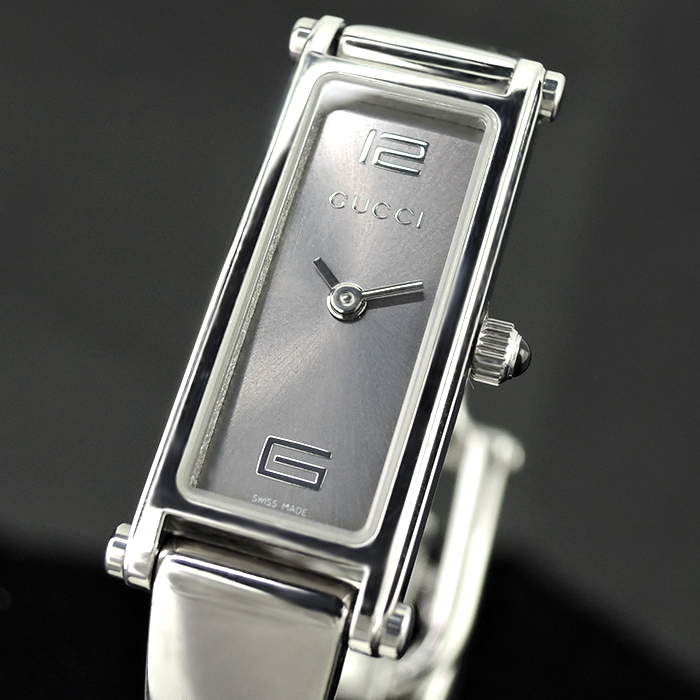 GUCCI 1500L レディースウォッチ 腕時計 バングルタイプ グレー文字盤