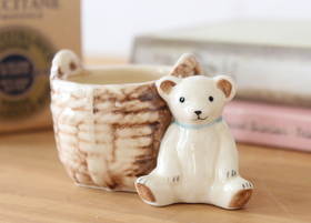マニープチメゾン 陶器 ミニバスケット小物入れ くま － フレンチ
