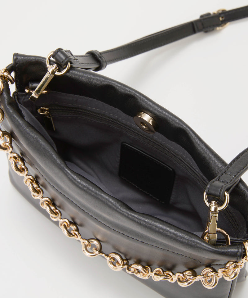 スムース レザー チェーン付き スワローマチ ミニ ショルダー バッグ