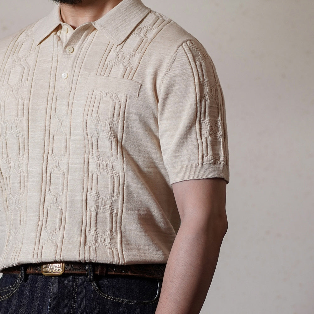 Men's Jacquard Knit Polo Shirt – Crush on Retro