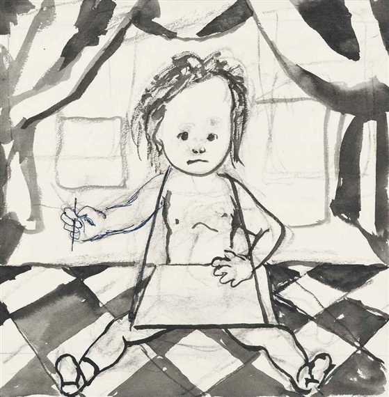 伊藤和生 藤田嗣治作「アトリエの自画像Ⅰ」白黒写真から油彩画にて