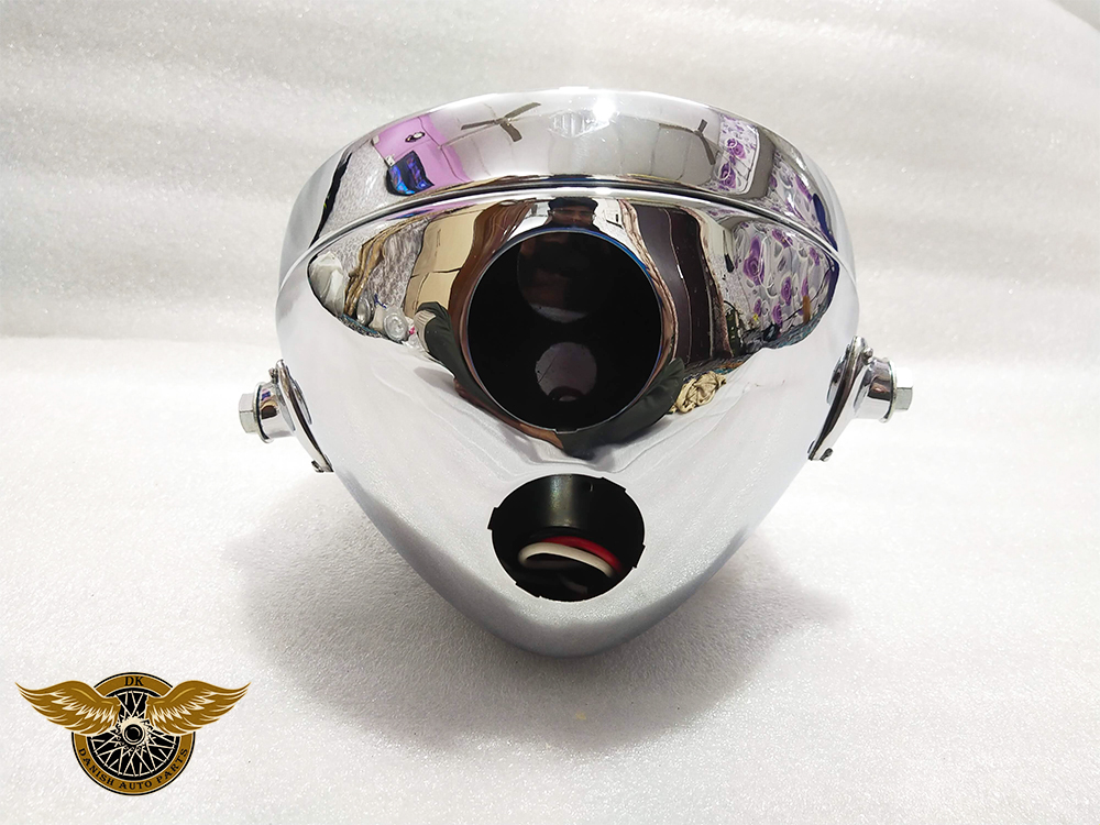 8″ Inches Miller Headlamp Headlight 2 Holes Curved Glass Chrome